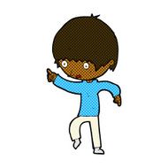 comic cartoon worried boy pointing N2