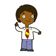 comic cartoon school boy answering question N6