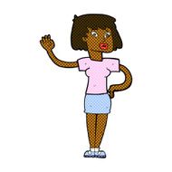 comic cartoon woman waving N46