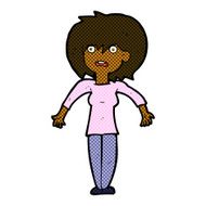comic cartoon woman shrugging shoulders N70