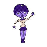 comic cartoon vampire girl waving N2