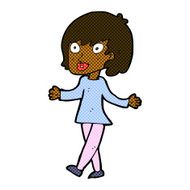 comic cartoon woman with open arms N13