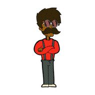 comic cartoon hipster man with mustache and spectacles N2