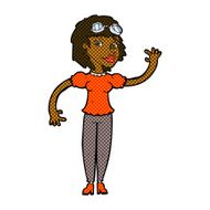 comic cartoon pilot woman waving N2