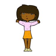 comic cartoon woman raising arms in air N2