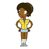 comic cartoon happy woman in short skirt N2