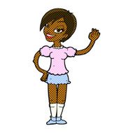 comic cartoon waving woman N22