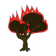 comic cartoon burning tree N6