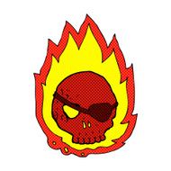 comic cartoon burning skull N2