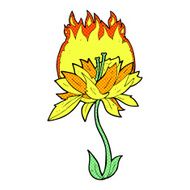 comic cartoon burning flower N2