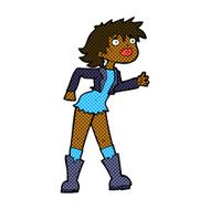 comic cartoon girl in leather jacket N2