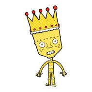 comic cartoon robot with crown