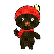 comic cartoon waving black bear