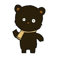 comic cartoon waving black bear N2