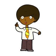 comic cartoon school boy answering question N7