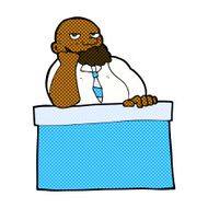 comic cartoon bored man at desk N2