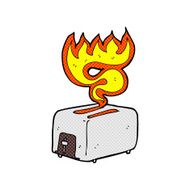 comic cartoon burning toaster