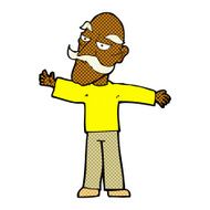 comic cartoon old man spreading arms wide N2