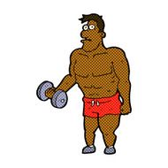 comic cartoon man lifting weights