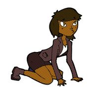 comic cartoon woman on hands and knees N2