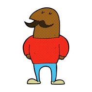 comic cartoon bald man with mustache N3