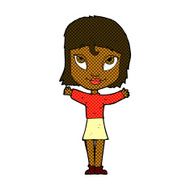 comic cartoon woman with open arms N14