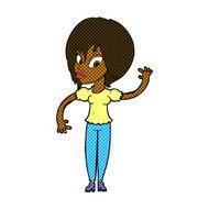 comic cartoon woman waving N48
