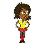 comic cartoon woman with hands on hips N30