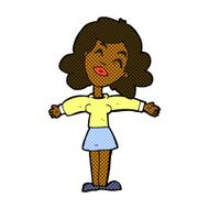 comic cartoon woman with open arms N15