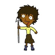 comic cartoon crazy woman with spear N2