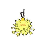 comic cartoon shining light bulb