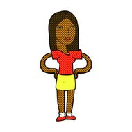 comic cartoon woman with hands on hips N32
