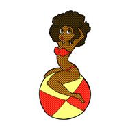 comic cartoon pin up girl sitting on ball N2