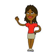 comic cartoon woman waving N50