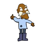 comic cartoon angry old man in patched clothing N2