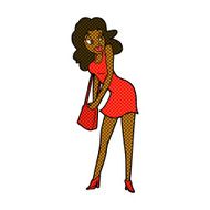 comic cartoon woman looking in handbag N2