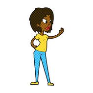 comic cartoon woman waving N51