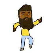 comic cartoon bearded man pointing the way N2