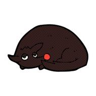 comic cartoon curled up dog N2