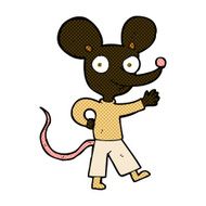 comic cartoon waving mouse N2