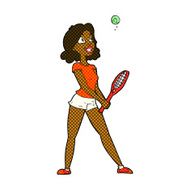 comic cartoon woman playing tennis N2