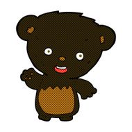 comic cartoon black bear cub waving