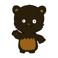 comic cartoon black bear cub waving N2