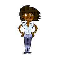 comic cartoon woman with hands on hips N33