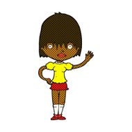 comic cartoon waving woman N23
