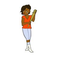 comic cartoon pretty punk girl with baseball bat N2