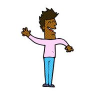 comic cartoon happy man waving N7