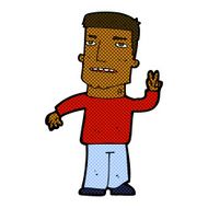 comic cartoon man giving peace sign N8