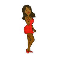 comic cartoon pretty woman in cocktail dress N2