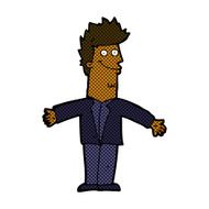 comic cartoon happy man with open arms N2